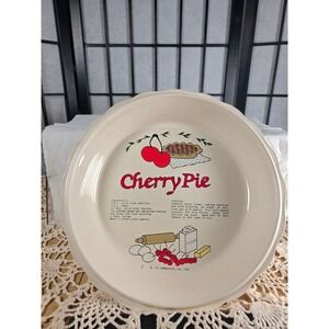 Vintage 1990 LTD Commodities Cherry Pie Recipe Ceramic Scalloped Plate 11 Inch